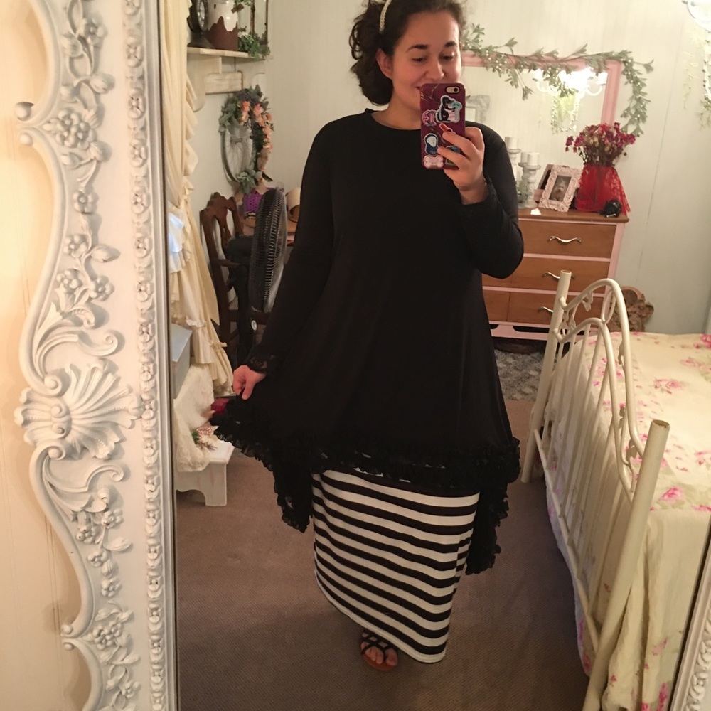 Black with lace border